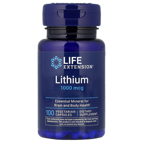 Life Extension, литий, 1000 мкг, 100 вегетарианских капсул