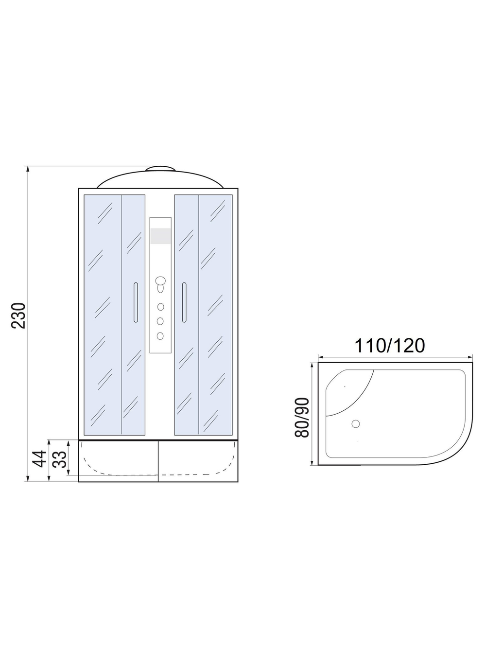 Душевая кабина RIVER DUNAY XL 120/90/44  MT L  120x90x230 10000006180 Левая Асимметрия