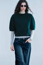 СВИТЕР ИЗ 100% ШЕРСТИ С ОБЪЁМНЫМИ КОРОТКИМИ РУКАВАМИ — ZARA