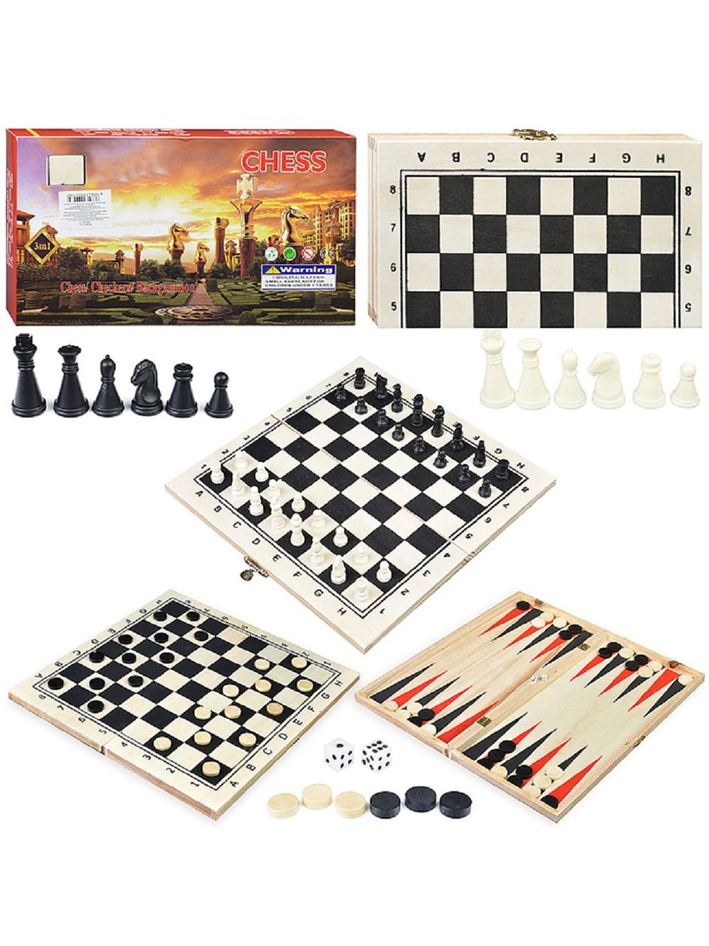 Игра настольная 3в1 Шахматы, шашки,нарды