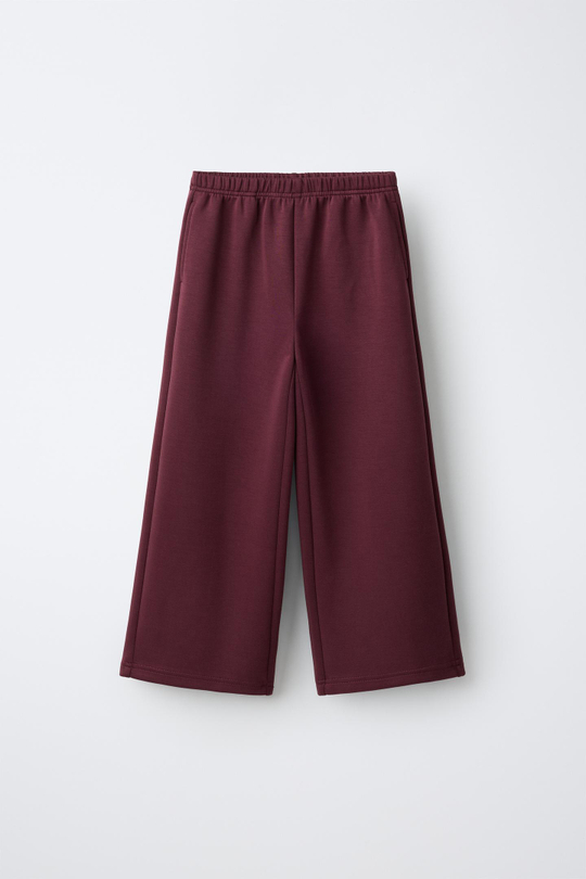 ZARA СПОРТИВНЫЕ БРЮКИ WIDE LEG, БУРГУНДИ