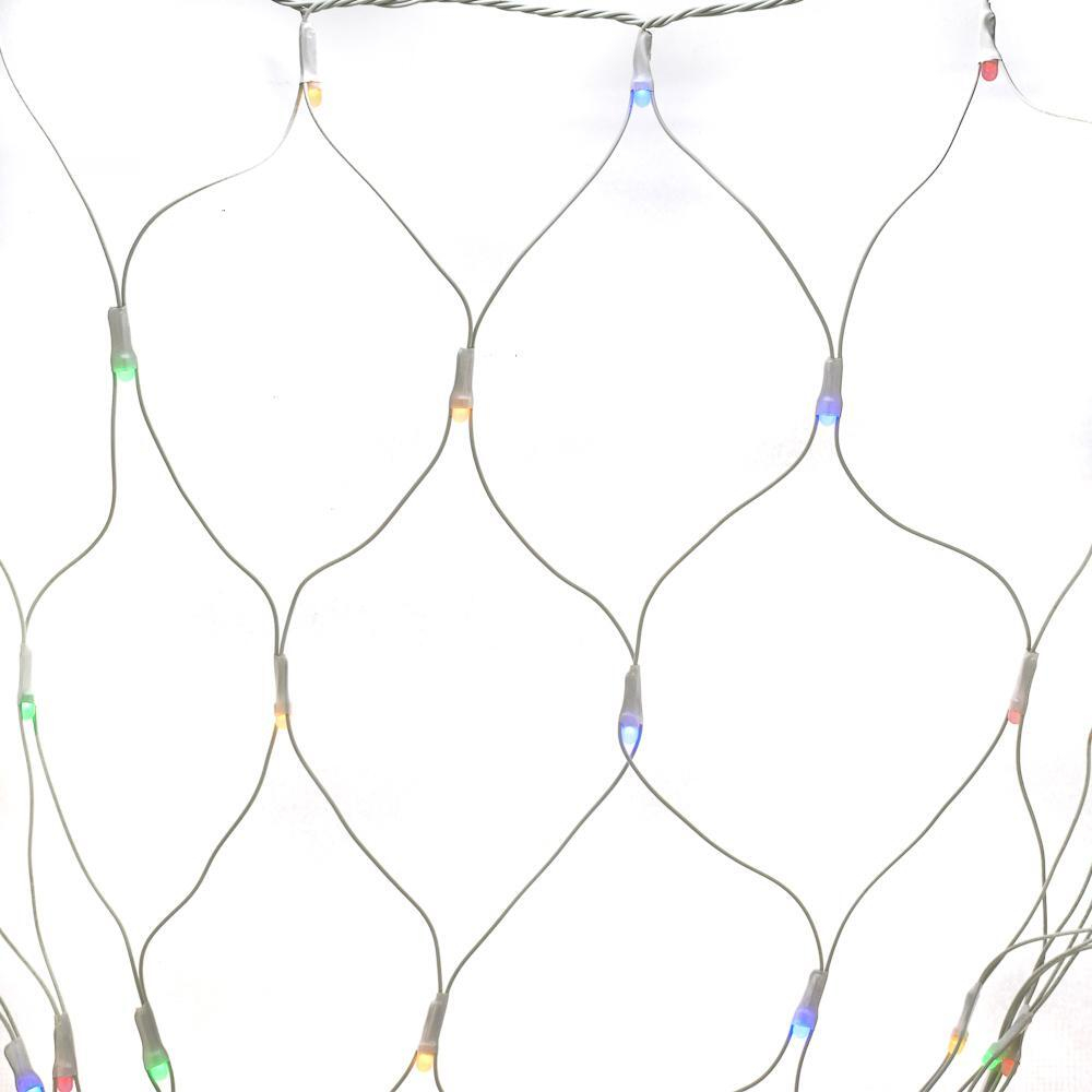 Электрогирлянда сетка цветная LED 240 лампы, 2*2м, 4 мигания, прозрачный провод, кор