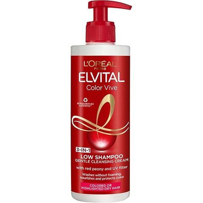 Шампунь непенящийся кремообразной текстуры для окрашенных волос L'ORAL ELVITAL 3in1 400 мл (Франция)