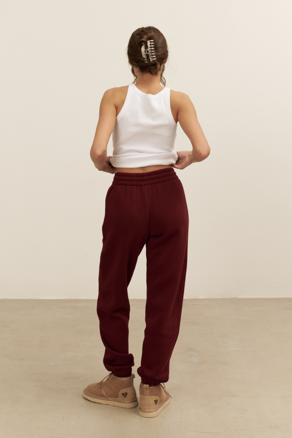 Джоггеры OVERSIZE, с начесом, бордовые