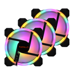 Комплект из 3 вентиляторов ТЕСЛА (TESLA) RGB120-LD3, 120мм, 3-pin+Molex, черный-белый/FRGB, 1200rpm, 38CFM, 21дБ, антивибропрокладки (TSL-120-LD3)
