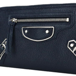 Balenciaga Zip Closure Goatskin Clutch Men"s Black