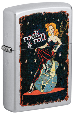 Зажигалка Zippo Cool Chick с покрытием Satin Chrome, латунь/сталь, серебристая, 38x13x57 мм