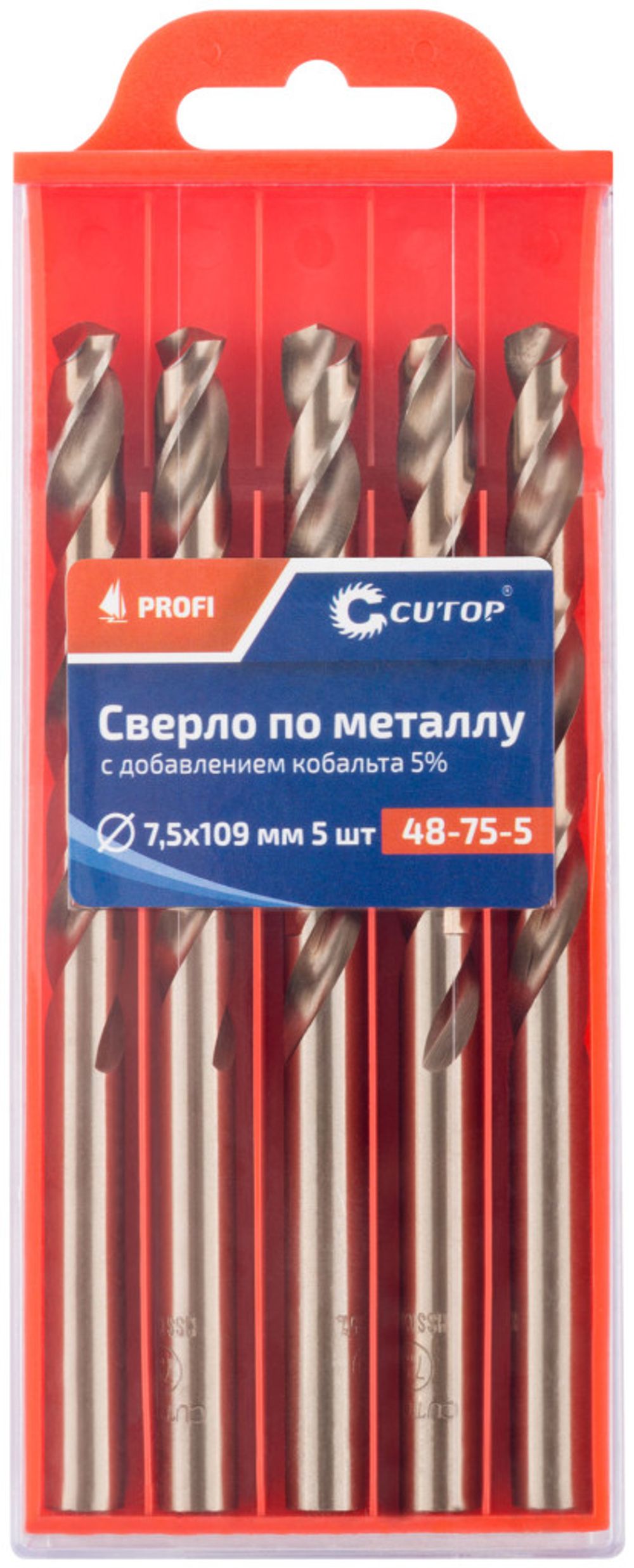 Сверло по металлу Cutop Profi с кобальтом 5%, 7,5 x 109 мм (5 шт)---