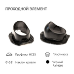 Комплект активной вентиляции: Вентиляционный выход D110 не утепленный высота H=500 мм, проходной элемент PROF-35 для металлопрофиля кровельного профнастила 35мм, турбодефлектор Ø 110 мм из оцинкованного металла, черный