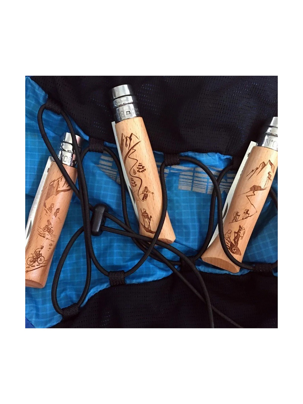 Нож Opinel №8 Alpine adventures, нержавеющая сталь, рукоять дуб, гравировка лыжи, 002188