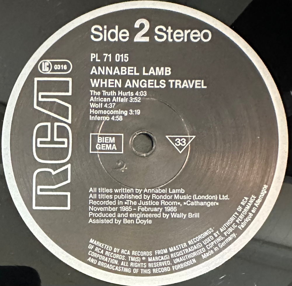 Annabel Lamb - When Angels Travel (Германия 1986г.)