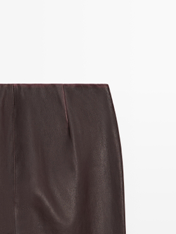 Massimo Dutti Легинсы из кожи наппа, коричневый