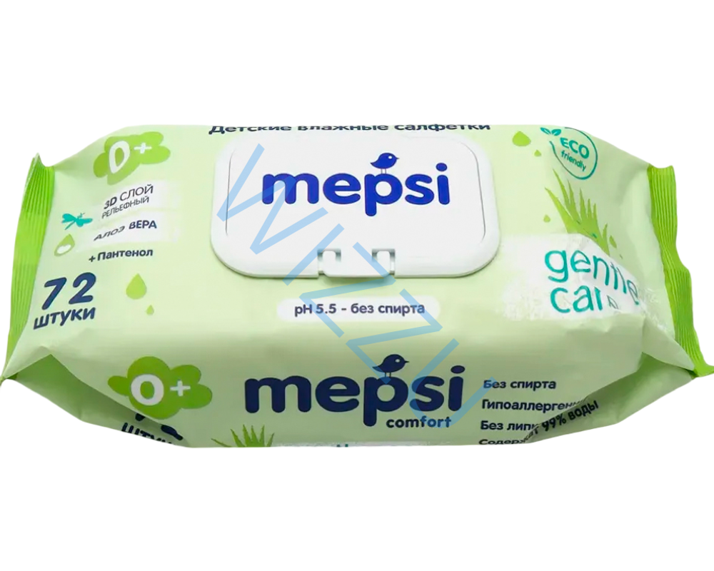 Влажные салфеткм Алоэ вера Детские Mepsi 72 шт 0158