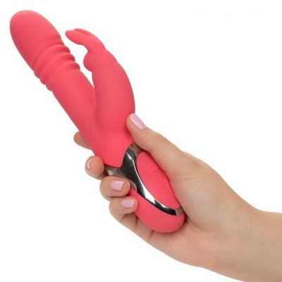 Коралловый вибромассажер-кролик Enchanted Exciter с поступательными движениями (Цвет: коралловый)