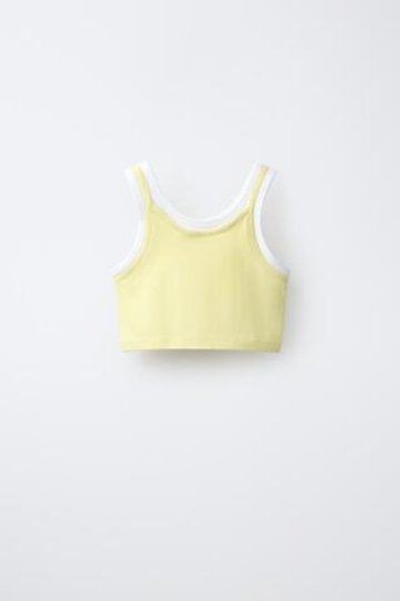 ZARA ДВУХСЛОЙНЫЙ ТОП КОНТРАСТНОГО ЦВЕТА, ЖЕЛТЫЙ