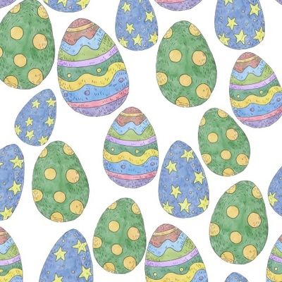 Паттерн с пасхальными яйцами на белом фоне