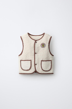 ZARA ЖИЛЕТ ИЗ ИСКУССТВЕННОЙ ОВЧИНЫ WINNIE THE POOH © DISNEY, ЭКРЮ