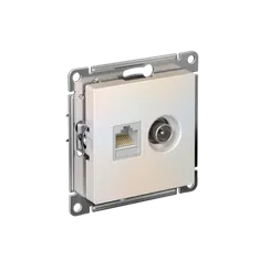 Розетка мультимедийная двойная ТВ + компьютерная RJ45 Cat 5e Systeme Electric AtlasDesign Жемчуг ATN000489