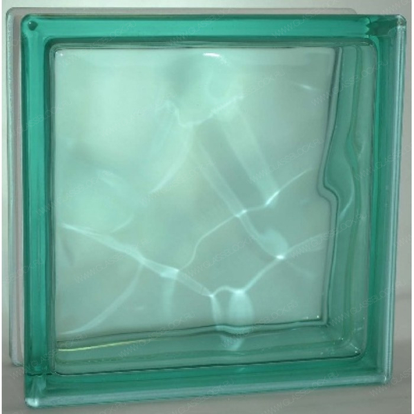 Стеклоблок волна бирюза окраска в массе Vitrablok 19x19x8
