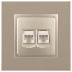 Розетка ЭРА Elegance 14-3108-04 информационная двойная 2хRJ45 IP20 шампань | Эра Elegance