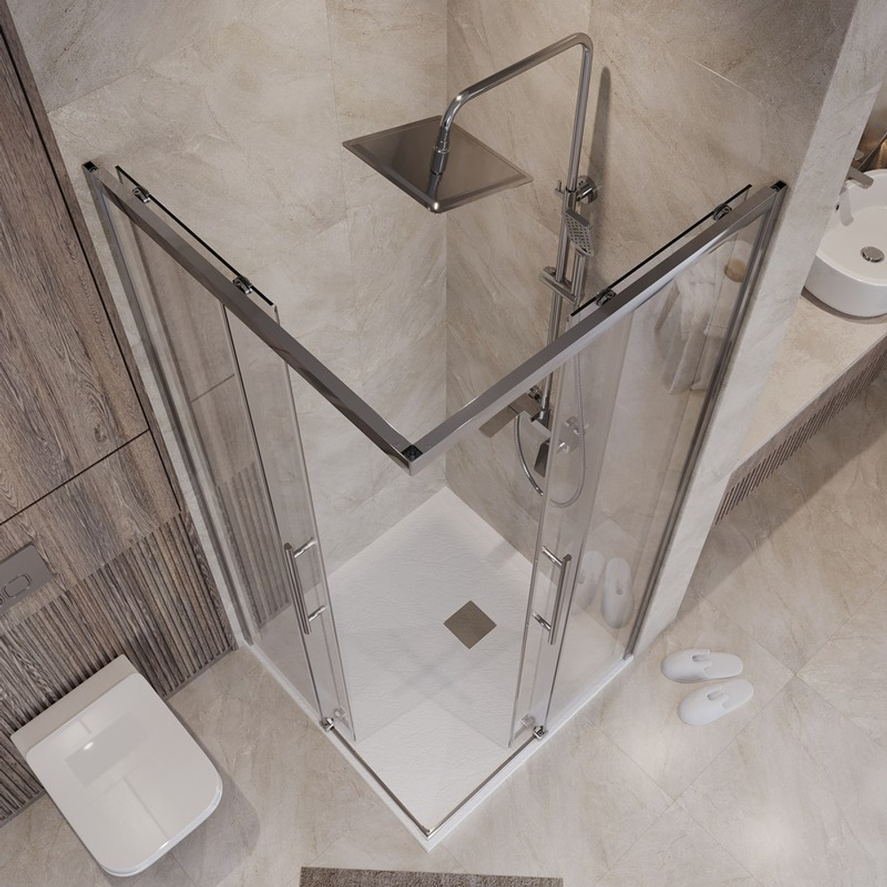 Душевое ограждение Niagara Nova NG-6630-34 (100х100х195) квадрат,хром,двери раздвижные,стекло прозрачное,1 место