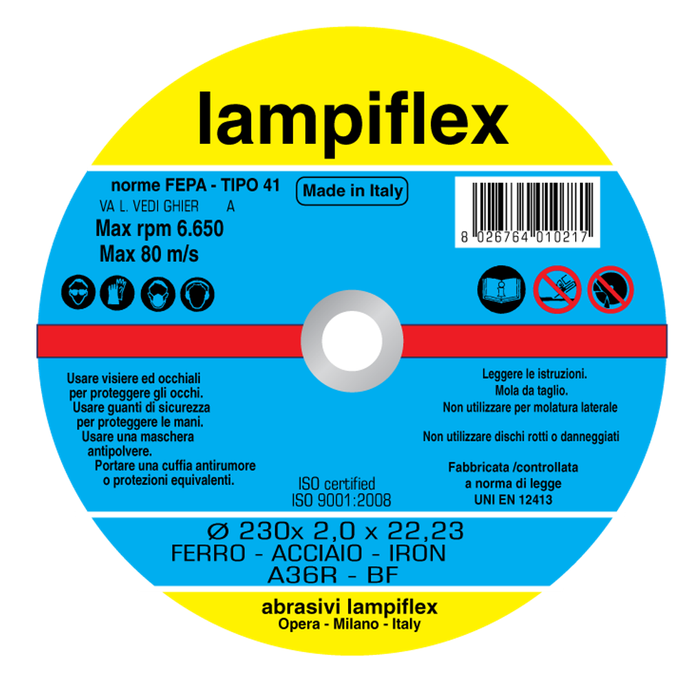 Отрезной диск по металлу 230х2,0х22,2 Lampiflex BF/A36R230x2,0