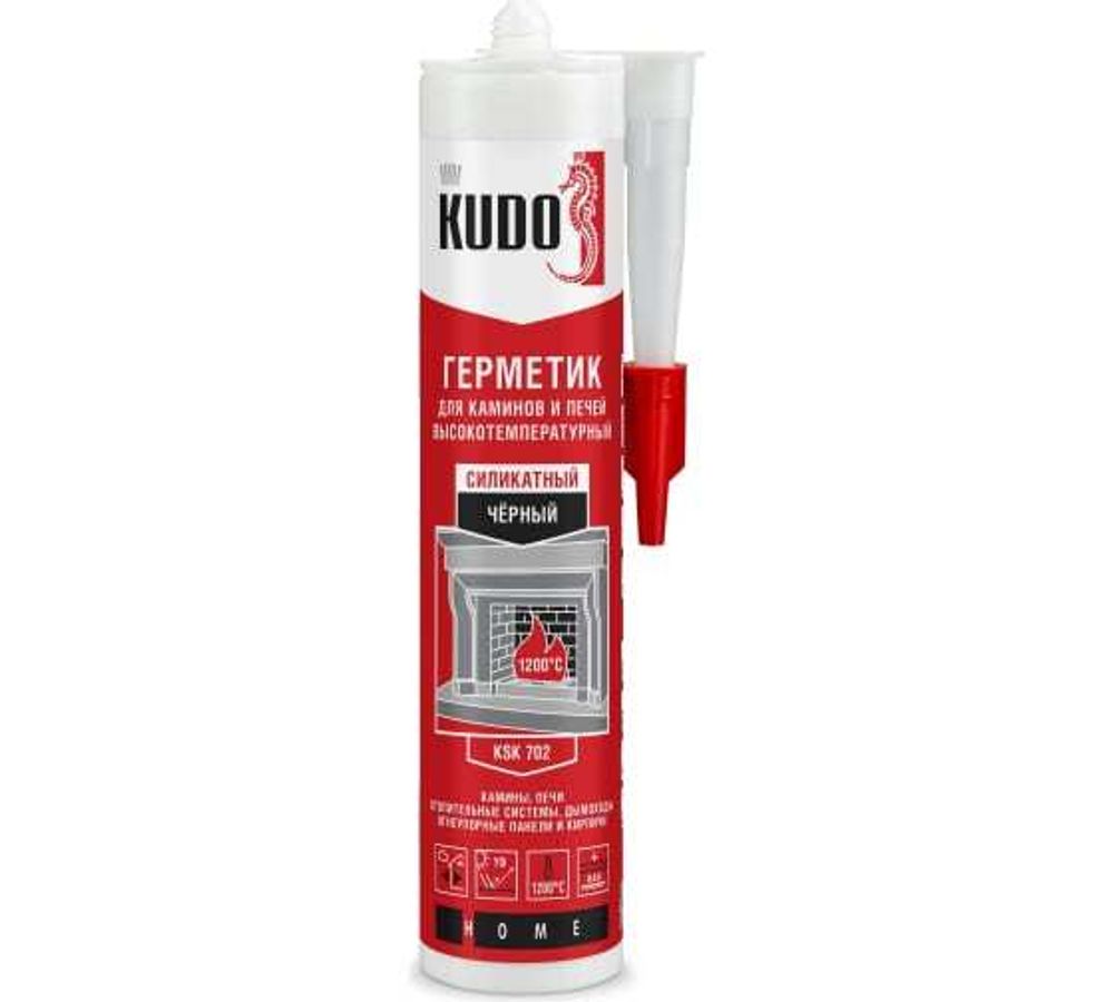 ГЕРМЕТИК для печей и каминов  KUDO силикатный 1200 С черный 280 мл