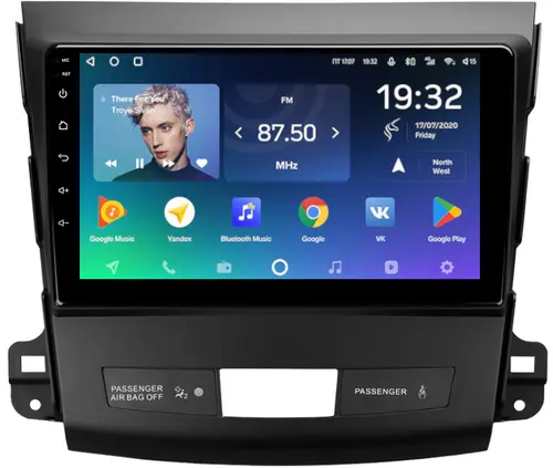 Магнитола для Mitsubishi Outlander XL, Peugeot 4007, Citroen C-Crosser (Rockford, рамка гладкая) - Teyes CC2 PLUS монитор 9" QLED, Android 10, Быстрая, SIM-слот