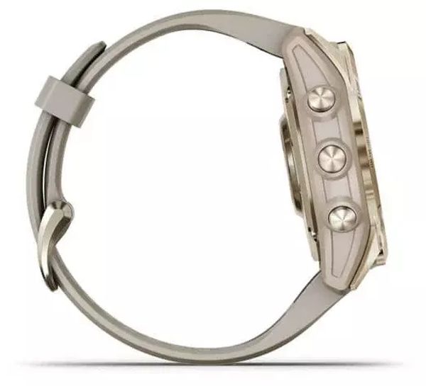 Умные часы Garmin  Fenix 7S Sapphire Solar  Cream Gold Titanium with Light Sand Band (010-02539-21)