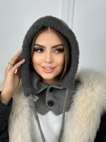 капор зимний и осенний капюшон- снуд вязаный ангора