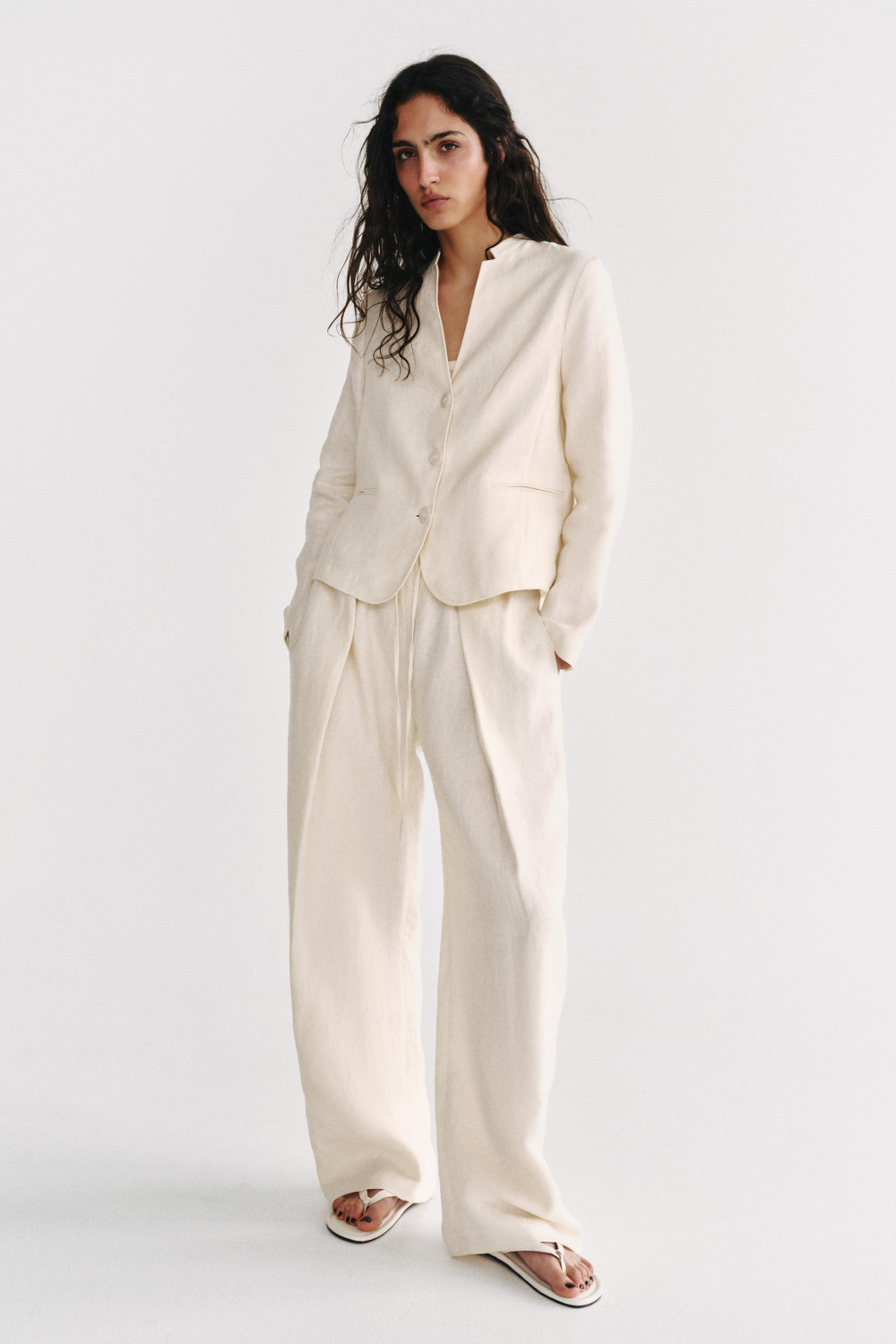 БРЮКИ СО СКЛАДКАМИ ИЗ 100% ЛЬНА — ZW COLLECTION — ZARA
