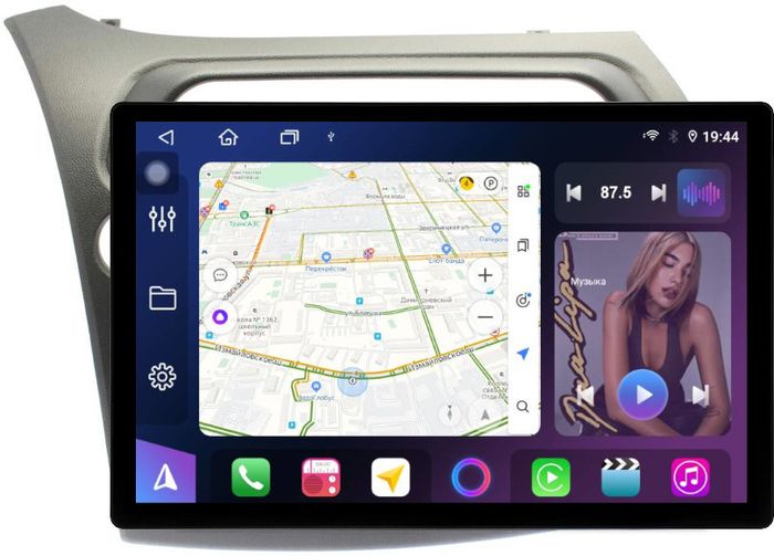 Магнитола для Honda Civic 8 хэтчбэк 2006-2011 левый руль - FarCar GX877 монитор 13" 2K QLED на Android 13, Быстрая, CarPlay, 4G SIM-слот