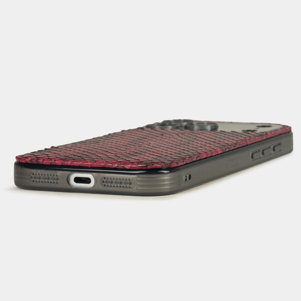 Чехол-накладка для iPhone 17 Pro Max - кожа питона, бордовый