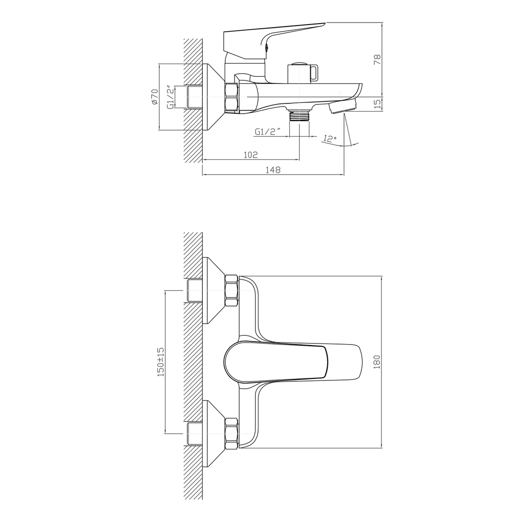 Смеситель для ванны 35k MIXLINE МЛ14-01 (ML14-01)