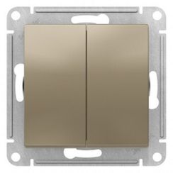 Выключатель Systeme Electric ATLASDESIGN 2-клавишный проходной промежуточный шампань 38356