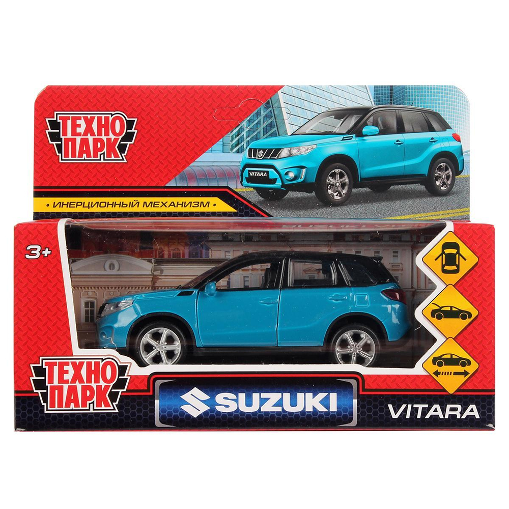 Модель ин. мет. "Suzuki Vitara S 2015" 12см, двери, багаж, синий, коробка VITARA-12-BUBK (Технопарк)