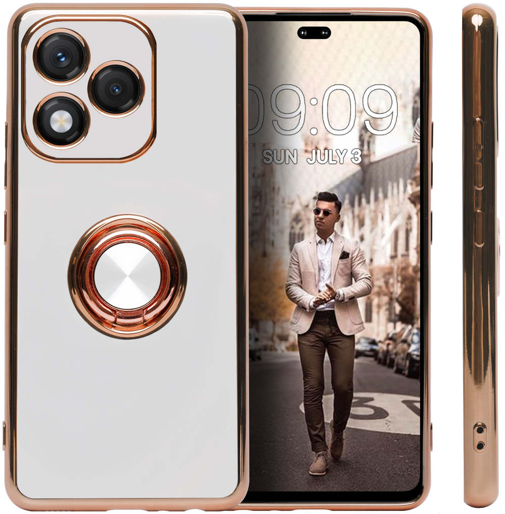 Стильный глянцевый чехол для HONOR 400 LITE с кольцом-подставкой и бархатной подкладкой