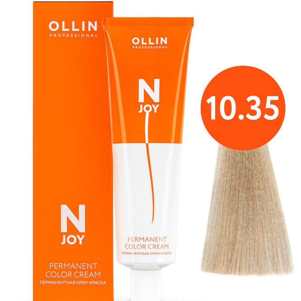 OLLIN PROFESSIONAL N-JOY - перманентная крем-краска для волос, 10/35 светлый блондин, золотисто-махагоновый, 100 мл