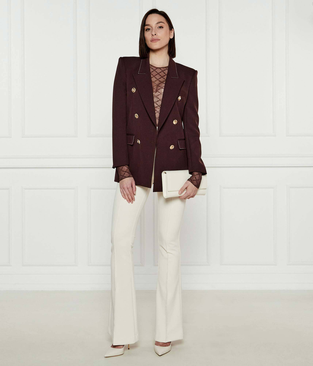 Хлопковый пиджак Elisabetta Franchi - коричневый(GI12851E2)