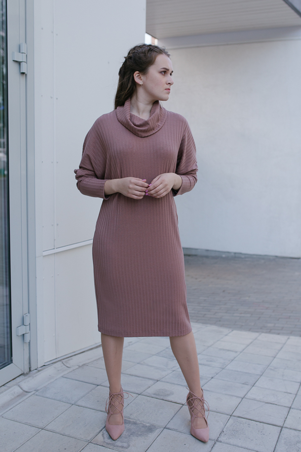 Трикотажное платье 3017АЕ, какао