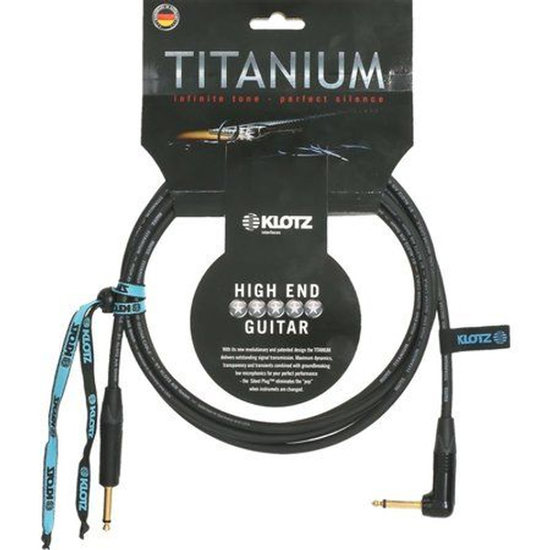 Klotz TI-0300PR TITANIUM инструментальный кабель джек/угловой джек, моно 3 м, черный, разъемы Klotz