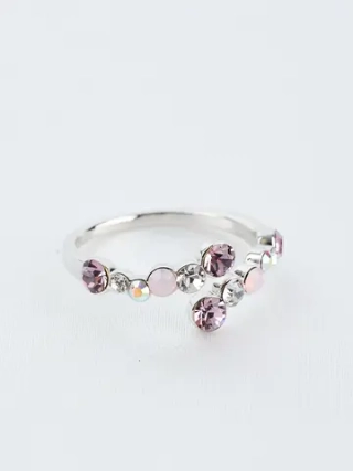 Кольцо Млечный путь с розовыми кристаллами Swarovski