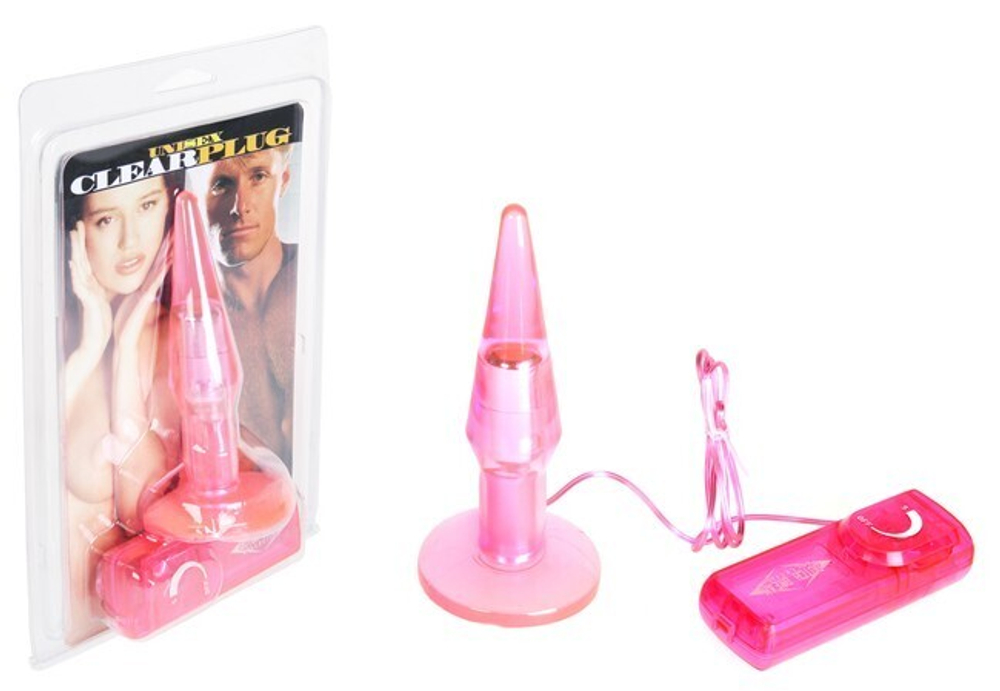 Малая анальная пробка с вибрацией Clear Plug (Цвет: розовый)