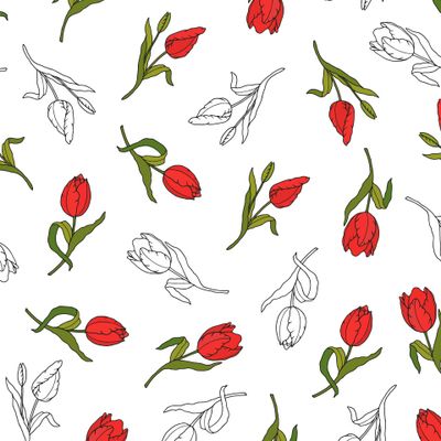 Tulip flowers seamless pattern.