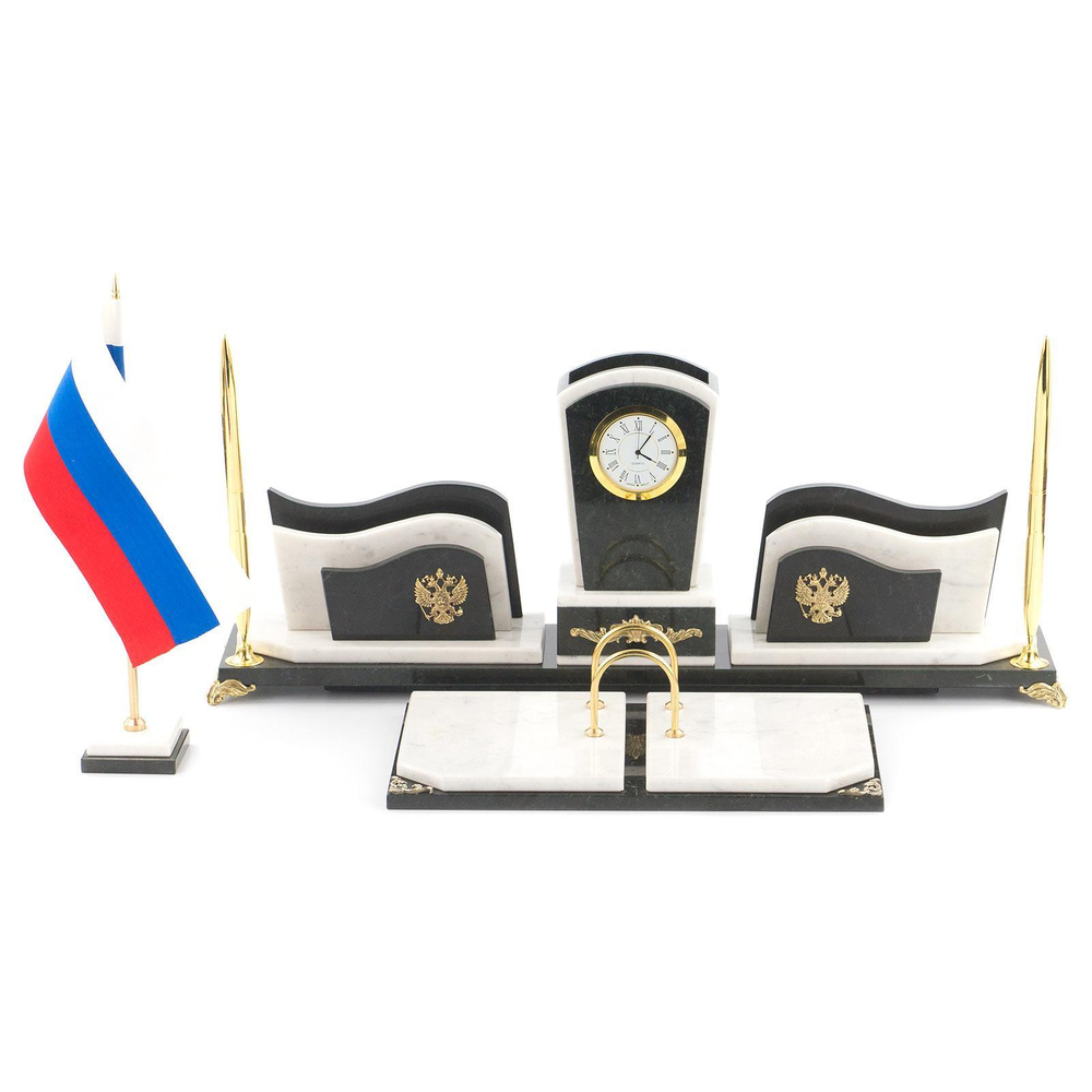 Настольный набор мрамор змеевик 485х250х270 мм 6650 гр. R119803