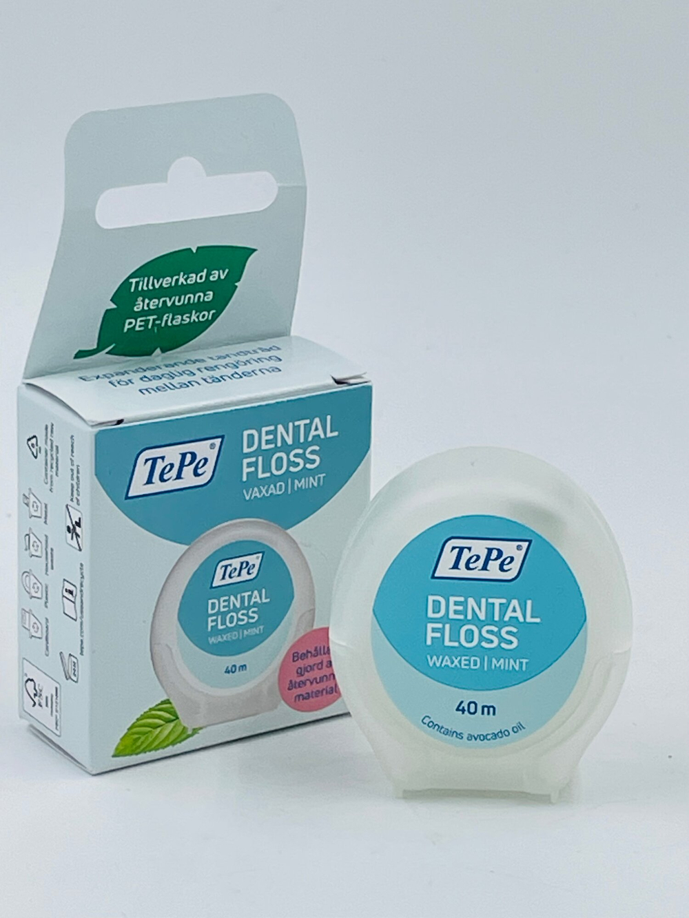 Зубная нить TePe Dental Floss вощеная, расширяющаяся, с маслом авокадо и мяты, 40 м