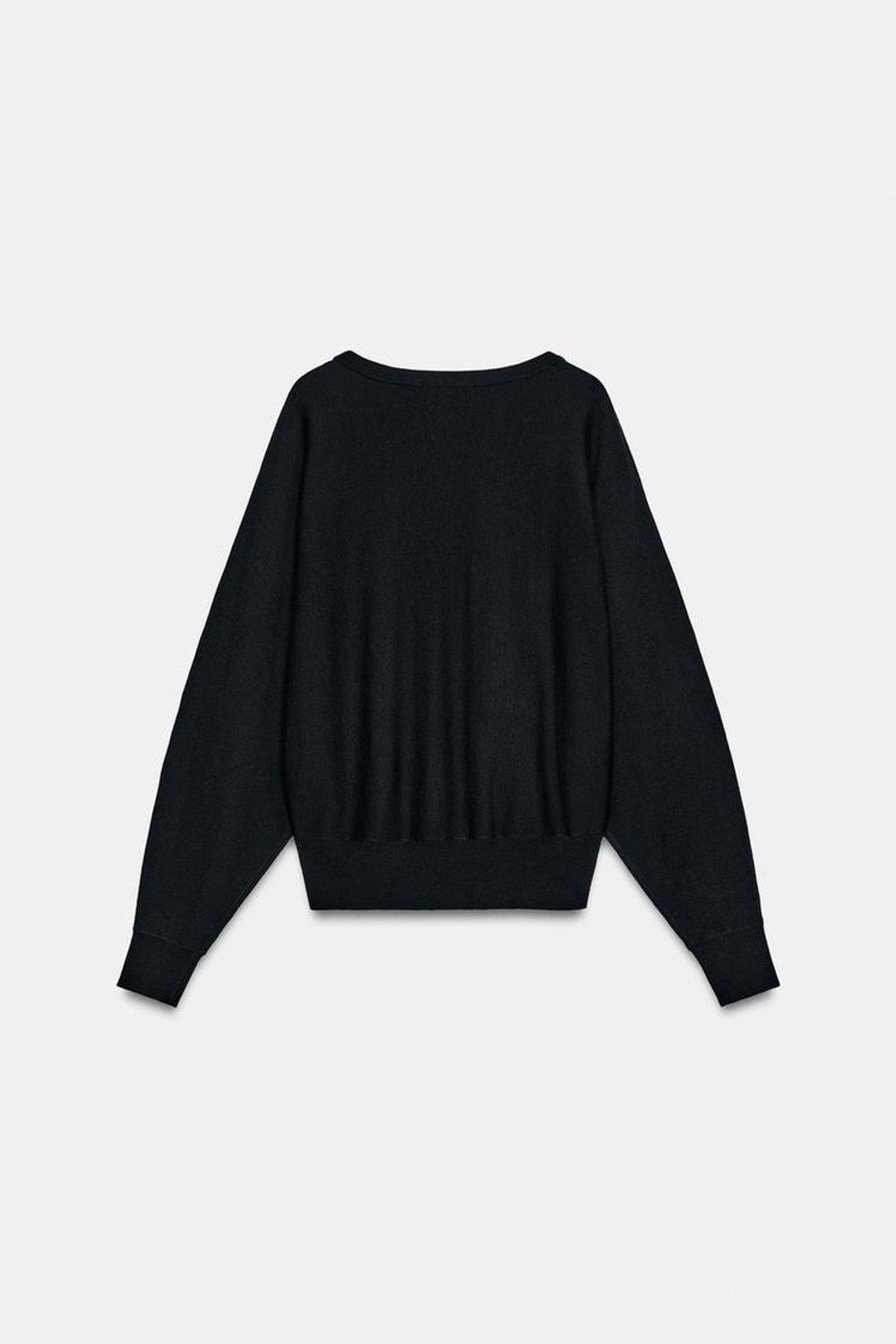 ZARA СВИТЕР ИЗ ШЕРСТИ С V-ОБРАЗНЫМ ВЫРЕЗОМ, МОРСКОЙ ТЕМНО-СИНИЙ