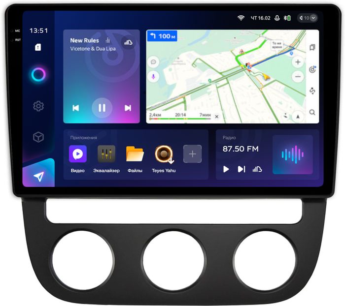 Магнитола для Volkswagen Jetta 5 2005-2010 (климат 1) - Teyes CC3-2K QLed Android 10, Быстрая, SIM-слот, CarPlay