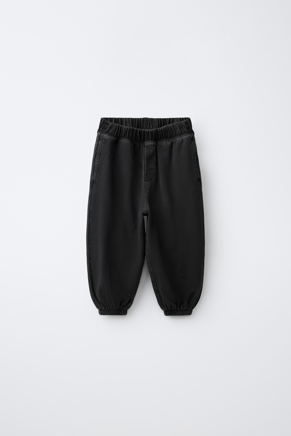 ZARA ОДНОТОННЫЕ БРЮКИ-ДЖОГГЕРЫ, ЧЕРНЫЙ