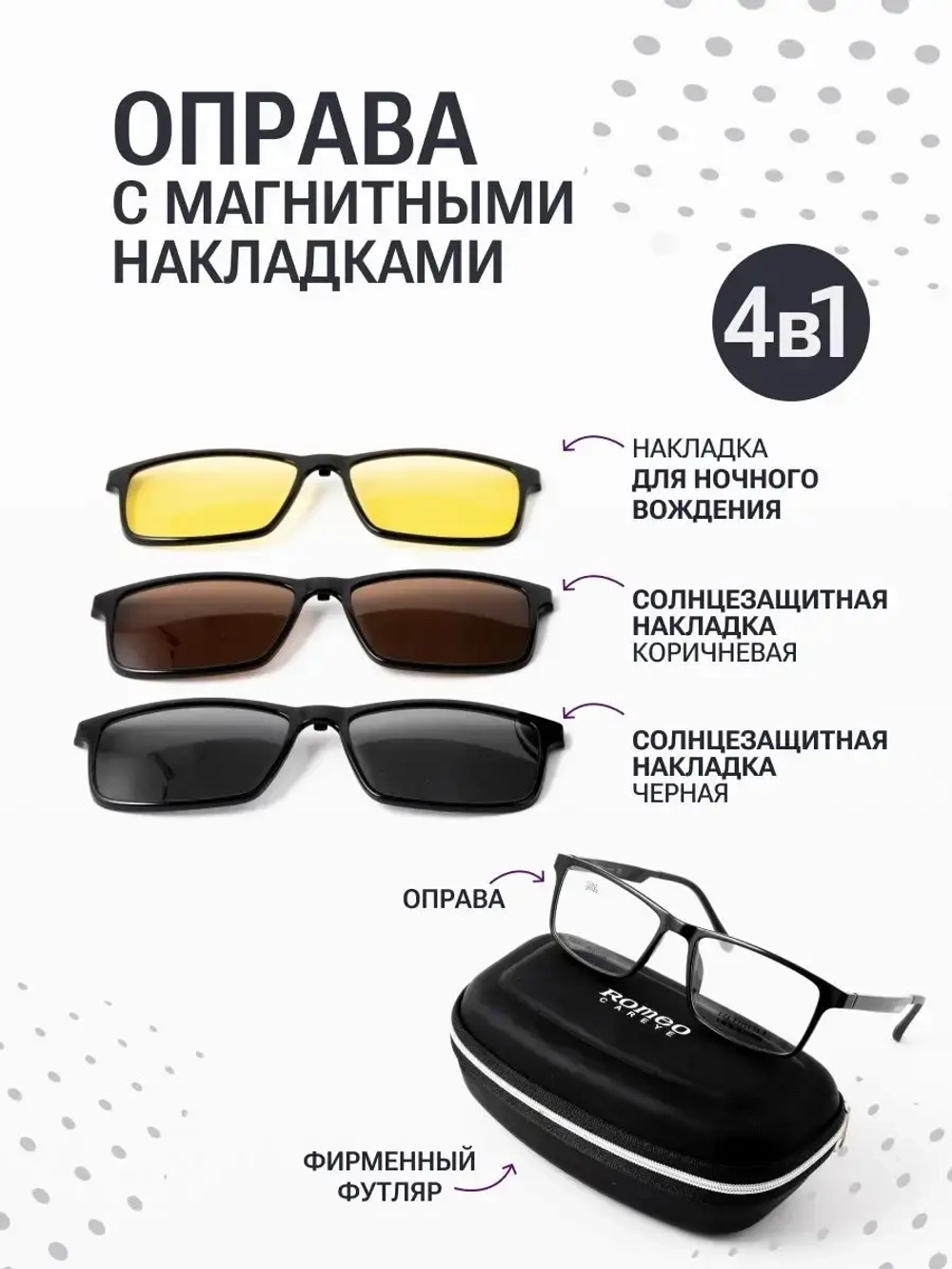 Оправа для очков с магнитными накладками 4в1